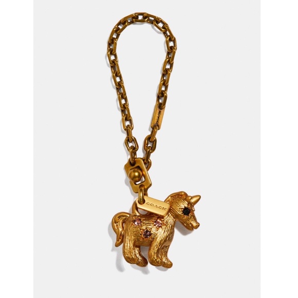 Coach Accessories - Coach Unicorn Uni 🦄 jeweled bag charm gold brass